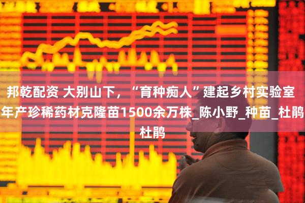 邦乾配资 大别山下，“育种痴人”建起乡村实验室 年产珍稀药材克隆苗1500余万株_陈小野_种苗_杜鹃